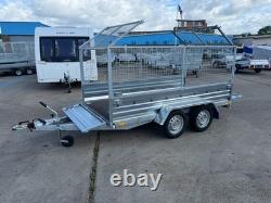 Cage Car Trailer 10x5 twin axle braked 1300kg 294cm x 143cm Mesh Trailer AL-KO