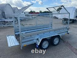 Cage Car Trailer 10x5 twin axle braked 1300kg 294cm x 143cm Mesh Trailer AL-KO