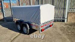 Camping Car Trailer 263 cm x 125 cm Twin Axle 750 kg with Canvas Top H 80 cm