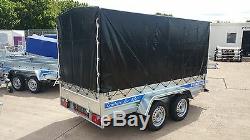 Canvas Cover 4 Car Trailer 8x4 Twin Axle Unbraked 750kg + Free Trailer