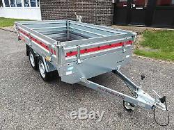 Car Trailer 10 x 5 Twin Axle Flat Bed Drop Sides 750kg