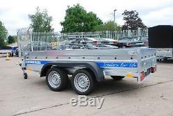 Car Trailer 10ft X 5 Ft Twin Axle 1300kg Braked With Cage, Mesh