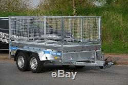 Car Trailer 10ft x 5ft Twin Axle 2700kg Braked + Free Mesh sides 3ft