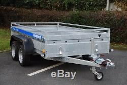 Car Trailer 10ft x 5ft Twin Axle 2700kg Braked + Free Mesh sides 3ft