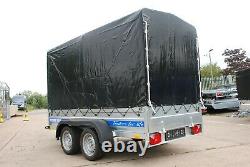 Car Trailer 2,65 X 1,25 Twin Axle Al-ko Canvas Cover Box Trailer 750kg Brand New