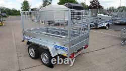 Car Trailer 8.7ft X 4ft 750kg Twin Axle Flatbed 600mm Cage Mesh Al-ko Suspension