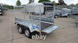 Car Trailer 8.7ft X 4ft 750kg Twin Axle Flatbed 600mm Cage Mesh Al-ko Suspension