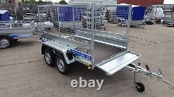 Car Trailer 8.7ft X 4ft 750kg Twin Axle Flatbed 600mm Cage Mesh Al-ko Suspension