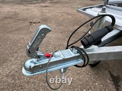 Car Trailer 8.7ft X 4ft 750kg Twin Axle Flatbed 800mm Cage Mesh Tail Ramp