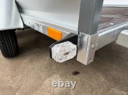 Car Trailer 8.7ft X 4ft 750kg Twin Axle Flatbed 800mm Cage Mesh Tail Ramp