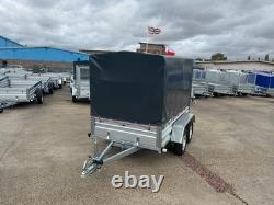 Car Trailer 8,7ft x 4ft Twin axle 750kg MGW ALKO axles Canvas Cover Box Trailer