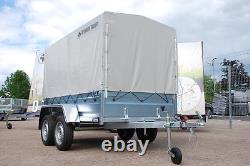Car Trailer 8,7ft x 4ft Twin axle 750kg MGW ALKO axles Canvas Cover Box Trailer