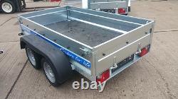 Car Trailer 8,7ft x 4ft Twin axle 750kg MGW ALKO axles Canvas Cover Box Trailer