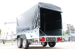 Car Trailer 8,7ft x 4ft Twin axle 750kg MGW ALKO axles Canvas Cover Box Trailer