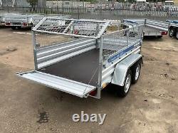 Car Trailer 8ft X 4ft 750kg Twin Axle Flatbed 600mm Cage Mesh Al-ko Suspension