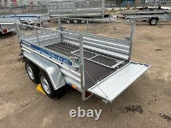 Car Trailer 8ft X 4ft 750kg Twin Axle Flatbed 600mm Cage Mesh Al-ko Suspension