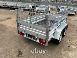 Car Trailer 8ft X 4ft 750kg Twin Axle Flatbed 600mm Cage Mesh Al-ko Suspension