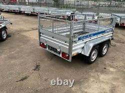 Car Trailer 8ft X 4ft 750kg Twin Axle Flatbed 600mm Cage Mesh Al-ko Suspension