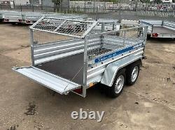 Car Trailer 8ft X 4ft 750kg Twin Axle Flatbed 600mm Cage Mesh Al-ko Suspension