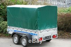 Car Trailer 9x4 Twin Axle Al-ko Canvas Cover Box Trailer 750kg Brand New