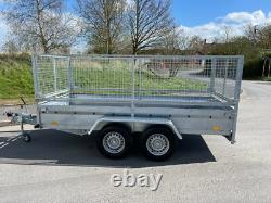 Car Trailer Cage 11ftx5ft Twin Axle 2700kg Braked Meshsides trailer 3,5m x 1,5m