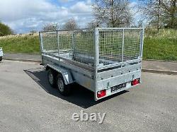 Car Trailer Cage 11ftx5ft Twin Axle 2700kg Braked Meshsides trailer 3,5m x 1,5m