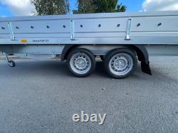 Car Trailer Drop Sides 11.9ft X 5,6ft Twin Axle 2700kg Al-ko Braked Suspension