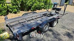 Car Trailer Transporter Twin Axle With Electric Winch and Tyre Rack