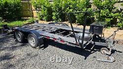 Car Trailer Transporter Twin Axle With Electric Winch and Tyre Rack