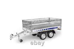 Car Trailer Twin Axle 2,61 m x 1,38 m (8'7 x 4'6) 750 kg CAGED SIDES