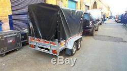 Car Trailer Twin Axle Braked Trailer 8,7ft x 4,1ft 1500 kg gvw Canopy H 110 cm