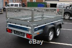 Car trailer SOLIDUS twin axle 263cm x 125cm 750kg + mesh caged cage