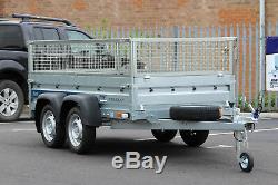 Car trailer SOLIDUS twin axle 263cm x 125cm 750kg + mesh caged cage