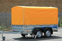 Car trailer SOLIDUS twin axle 263cm x 125cm 8.8FT x 4.2 750kg Cover 110cm Yellow