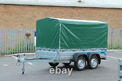 Car trailer SOLIDUS twin axle 263cm x 125cm 8.8FT x 4.2 Cover 110cm Green