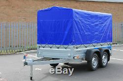 Car trailer SOLIDUS twin axle 263cmx125cm 8.8FTx4.2 750kg BLUE cover Canopy