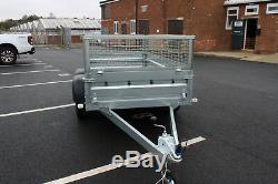 Car trailer SOLIDUS twin axle 8'8x4'2 750kg + mesh caged cage 263cm x 125cm