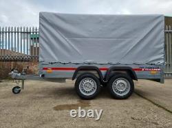 Car trailer TEMARED twin axle 263cm x 125cm 8.7FT x 4.1FT 750kg Cover 110cm Grey