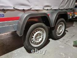 Car trailer TEMARED twin axle 263cm x 125cm 8.7FT x 4.1FT 750kg Cover 110cm Grey