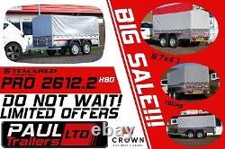 Car trailer TEMARED twin axle 263cm x 125cm 8.7FT x 4.1FT 750kg Cover 80cm