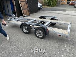Car trailer/transporter, twin axle, loading ramps, recently refurbished