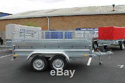 Car trailer twin axle 8.7x4.2ft 750kg mesh caged cage tipping tipper 263 x 129cm