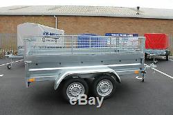 Car trailer twin axle 8.7x4.2ft 750kg mesh caged cage tipping tipper 263 x 129cm