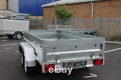 Car trailer twin axle 8'8x4'3 750kg tipping tipper NEPTUN + flat cover