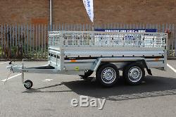 Car trailer twin axle MARTZ 8'8 x 4'2 750kg+ mesh caged cage 263cm x 125cm