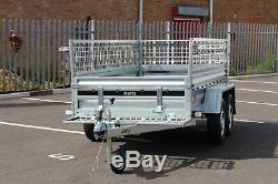 Car trailer twin axle MARTZ 8.8 x 4.2 ft 750kg + mesh caged cage 263cm x 125cm