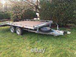 Car transporter trailer twin axle with spare wheel