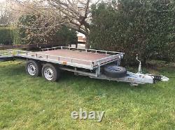 Car transporter trailer twin axle with spare wheel