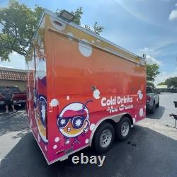 Colorful Ice Cream Food Trailer Twin Axle Mobile Drink Catering Unit