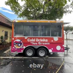 Colorful Ice Cream Food Trailer Twin Axle Mobile Drink Catering Unit